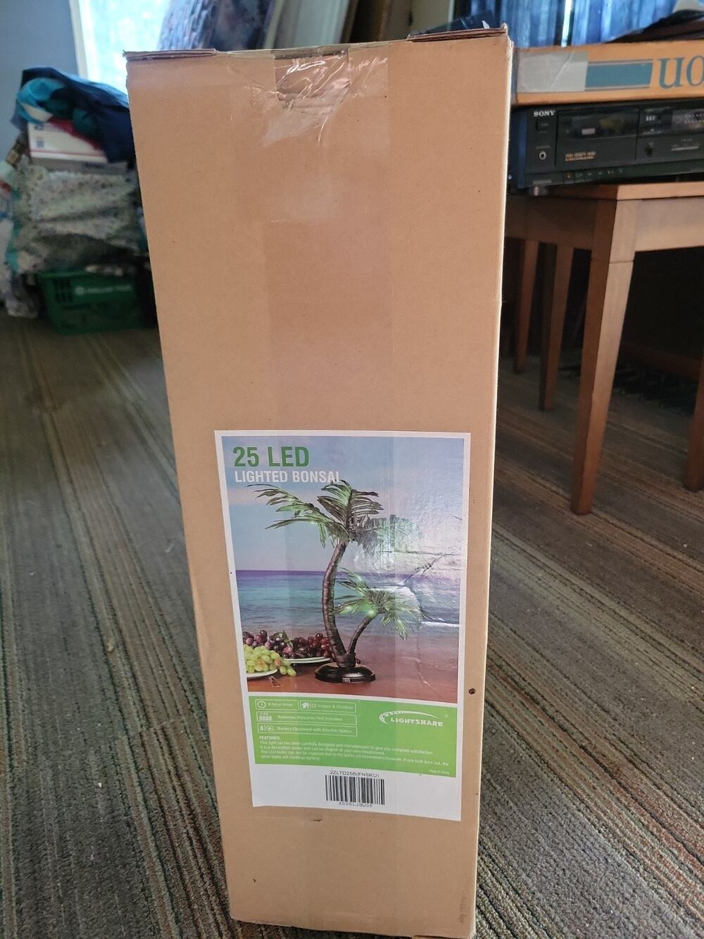 24Inch Palm Tree Bonsai Light 25 LED Table Top Lamp Artificial Tree Desk Deco...